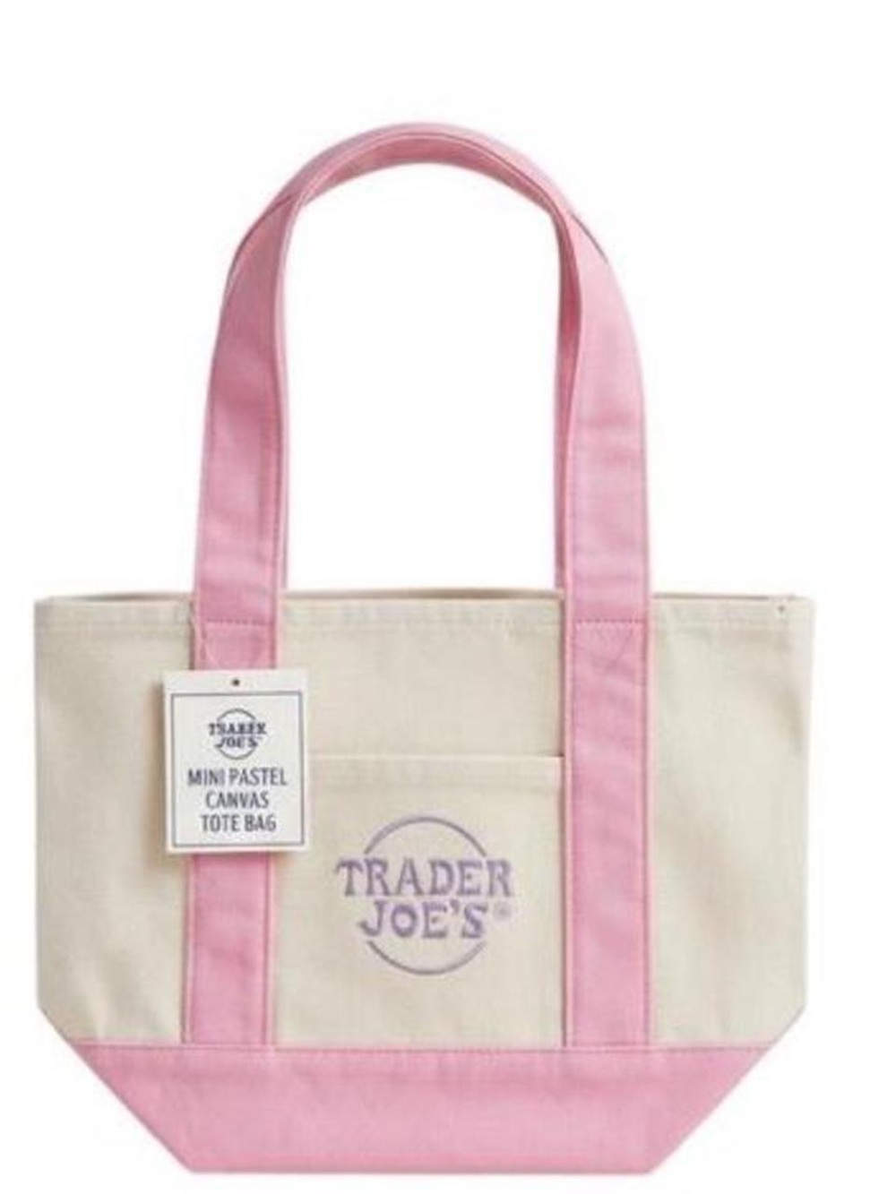🌸 Trader Joe's Pink and Cream Mini Canvas Tote 🌸